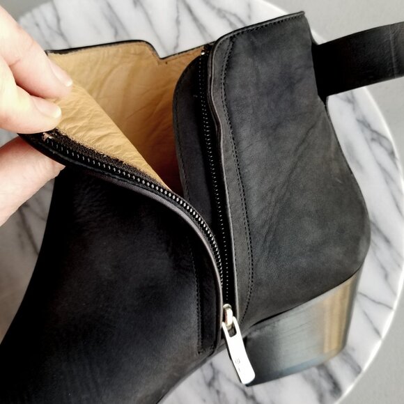 Barbara Bui Black Suede Booties Rhinestone Strap US Size 11M Ankle Boots Italy - Picture 12 of 14